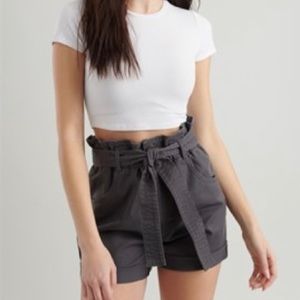 Garage - High Rise Paper Bag Elastic Waist Shorts